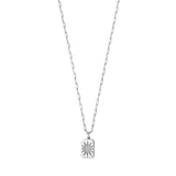 Sterling silver starburst locket necklace with round cubic zirconia stones thumbnail 1