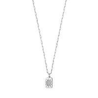 Sterling Silver Rhodium Plated Cubic Zirconia Starburst Locket Necklace