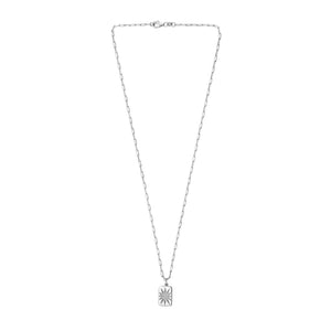 Sterling Silver Rhodium Plated Cubic Zirconia Starburst Locket Necklace