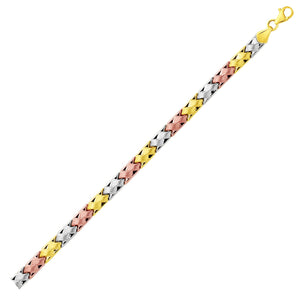 14k Tri-Color Gold Weave Design Bracelet (6.35 mm)