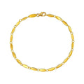 14K yellow gold flat pebble link bracelet, 2.50 mm width with lobster clasp