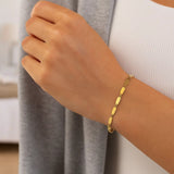 14K Yellow Gold Flat Pebble Link Bracelet (2.50 mm) thumbnail 4