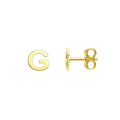 14K yellow gold initial G stud earrings with polished letter design