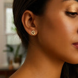 14K Yellow Gold Yours Truly Initial G Stud Earrings thumbnail 2