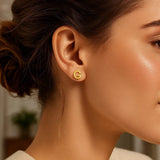 14K Yellow Gold Yours Truly Initial G Stud Earrings thumbnail 3