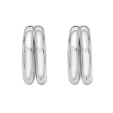 Sterling Silver Puffed Double Row Hoop Earrings thumbnail 2