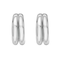 Sterling Silver Puffed Double Row Hoop Earrings