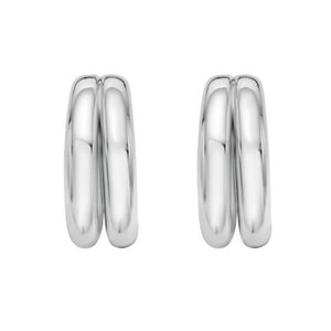 Sterling Silver Puffed Double Row Hoop Earrings