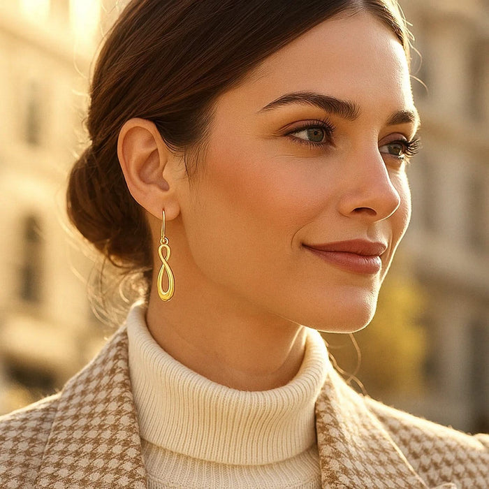 14k Yellow Gold Polished Earrings in Infinity Design