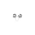 14K white gold stud with 1 round black cubic zirconia stone