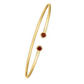 14K yellow gold open cuff bangle with red garnet stone