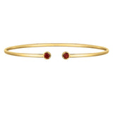 14K Yellow Gold Garnet Open Cuff Bangle (2.00 mm) thumbnail 2