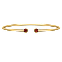 14K Yellow Gold Garnet Open Cuff Bangle (2.00 mm)