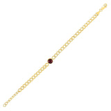 14K Yellow Gold Garnet Curb Chain Bracelet (3.60 mm) thumbnail 1