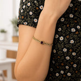 14K Yellow Gold Garnet Curb Chain Bracelet (3.60 mm) thumbnail 3
