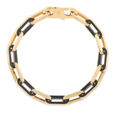14k Yellow Gold Black Onyx Paperclip Gem Link Bracelet (7.00 mm) thumbnail 2