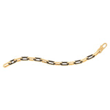 14k Yellow Gold Black Onyx Paperclip Gem Link Bracelet (7.00 mm) thumbnail 3