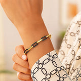 14k Yellow Gold Black Onyx Paperclip Gem Link Bracelet (7.00 mm) thumbnail 6
