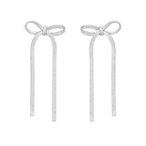 925 sterling silver snake chain bow drop dangle earrings, polished finish thumbnail 1