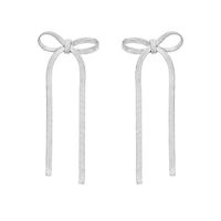 Sterling Silver Snake Chain Drop Dangle Bow Earrings