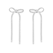 Sterling Silver Snake Chain Drop Dangle Bow Earrings