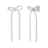 Sterling Silver Snake Chain Drop Dangle Bow Earrings thumbnail 2