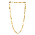 14K yellow gold paperclip chain necklace with alternating round links