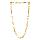 14K yellow gold paperclip chain necklace with alternating round links thumbnail 1