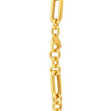 14k Yellow Gold Italian Alternating Paperclip Round Links Chain Necklace thumbnail 3
