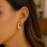 14K Yellow Gold Graduated Scalloped Pointed Half Hoops thumbnail 2
