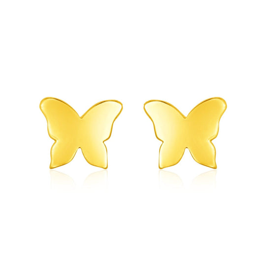 14k Yellow Gold Polished Butterfly Post Earrings