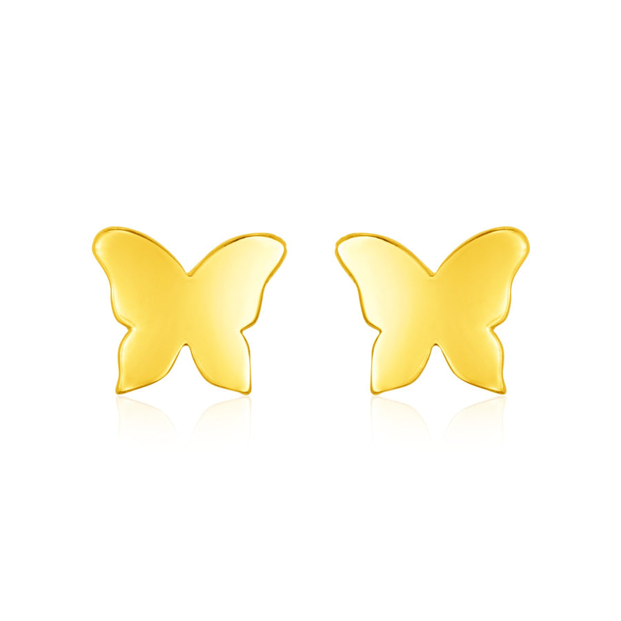 14k Yellow Gold Polished Butterfly Post Earrings