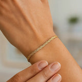 14k Yellow Gold Braided Herringbone Bracelet (3.20 mm) thumbnail 2