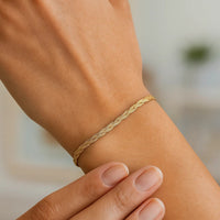 14k Yellow Gold Braided Herringbone Bracelet (3.20 mm)