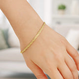14k Yellow Gold Braided Herringbone Bracelet (3.20 mm) thumbnail 3