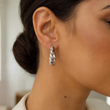 Sterling Silver Rhodium Plated Twisted Hoop Earrings thumbnail 2
