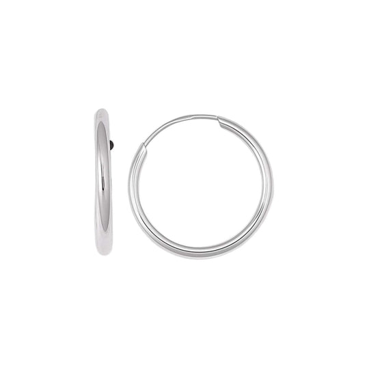 14K White Gold Endless Hoop Earrings