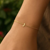 14K Yellow Gold Mini Initial J Bracelet thumbnail 7