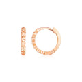 14K rose gold petite textured round hoop ring band