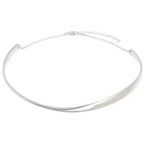 Sterling silver rhodium plated sculpted collar necklace with bright white finish thumbnail 1