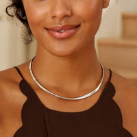 Sterling Silver Rhodium Plated Sculpted Collar Necklace
