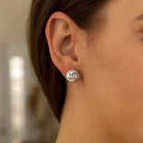 Sterling Silver Puffed Swirly Knot Stud Earrings thumbnail 4