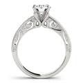 14K white gold ring with round diamond stones in antique prong setting