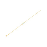 14K yellow gold evil eye bracelet with mother-of-pearl center on a 1.00 mm chain thumbnail 1