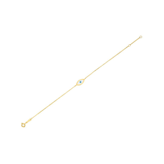 14k Yellow Gold MOP Evil Eye Bracelet (1.00 mm)