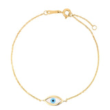 14k Yellow Gold MOP Evil Eye Bracelet (1.00 mm) thumbnail 2