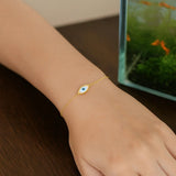 14k Yellow Gold MOP Evil Eye Bracelet (1.00 mm) thumbnail 5