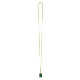 Malachite Geometric Rectangle Necklace in 14K Yellow Gold thumbnail 2