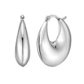 Sterling silver 925 sculptural crescent hoop earrings with polished curved profile