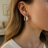 Sterling Silver Sculptural Crescent Hoop Earrings thumbnail 3
